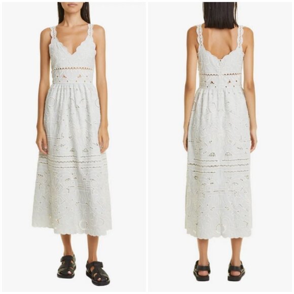 💕SEA NEW YORK💕 Blaire Eyelet Sleeveless Midi Dress ~ Blue 12 NWT - Picture 10 of 16